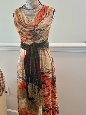 Jolibel Abstract Draped Neck Animal Print Print Maxi Dress
